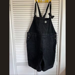 Lucy & Yak Timmy Dungaree Shorts: ORGANIC DENIM - Washed Black Size US10